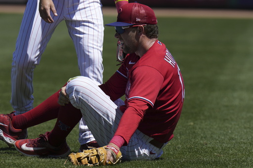 Phillies' injured first baseman Rhys Hoskins remains a long shot to make  postseason roster - The Daily Reporter - Greenfield Indiana